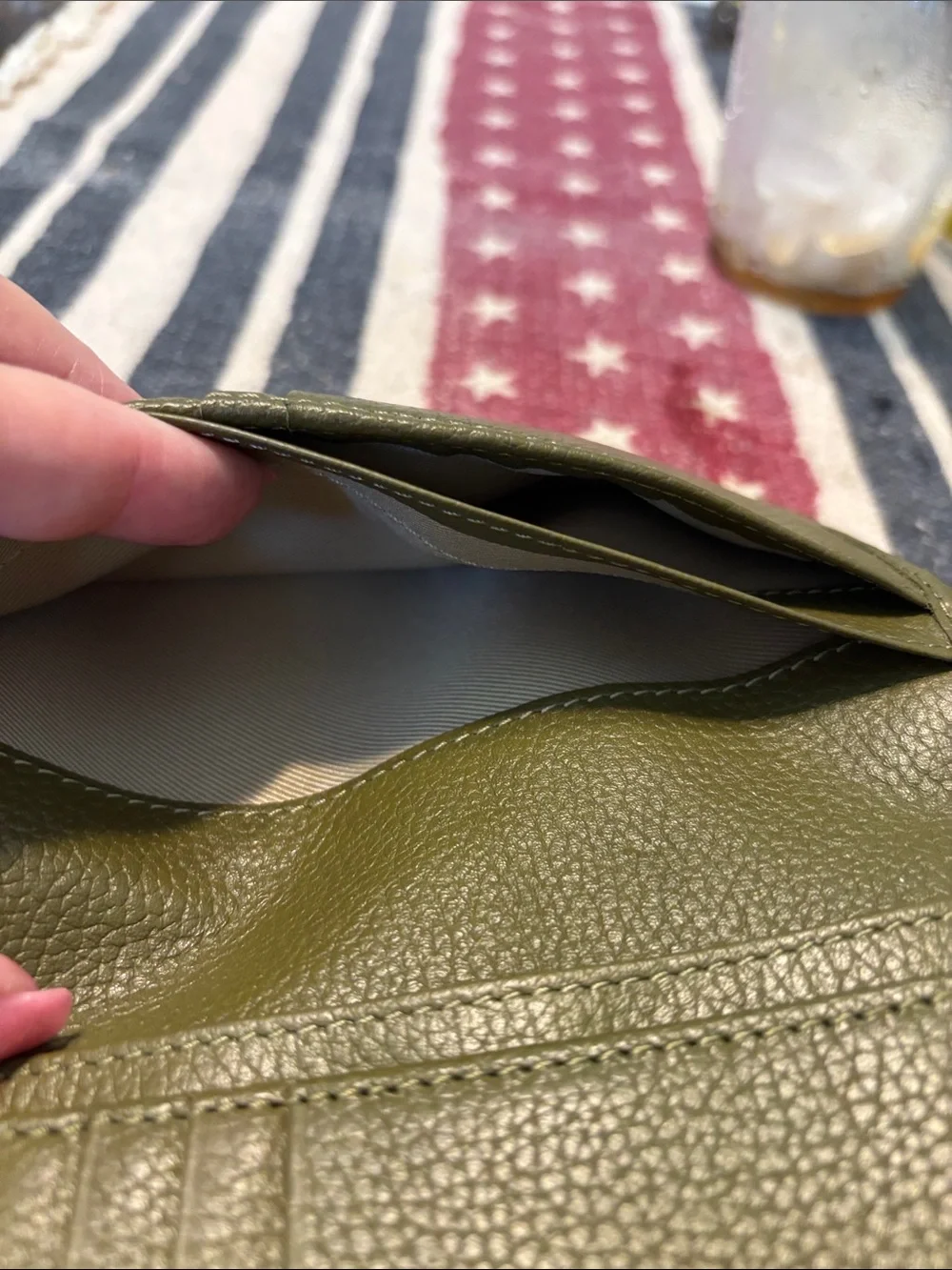 American Leather Co. Olive Green Leather Zip Wallet